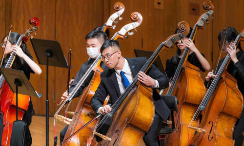 Marcus Chan playing the double bass