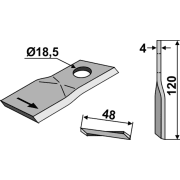 KNIVBLAD L120 B50 Ø18,5 LELY VS