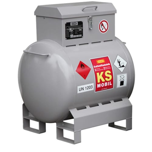 BENSINTANK 200L RUND STÅL 12V PUMPE