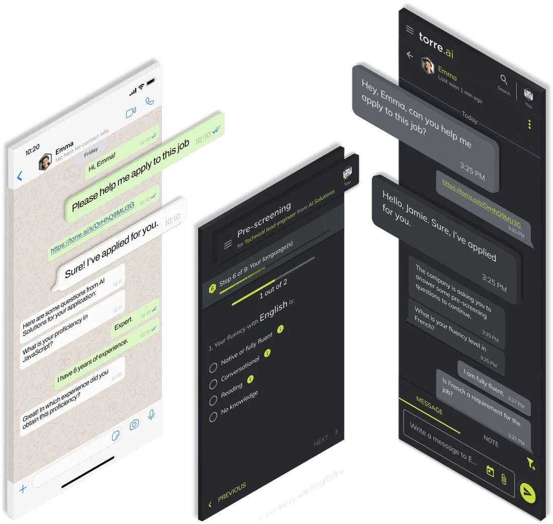Torre chat, app and web interfaces