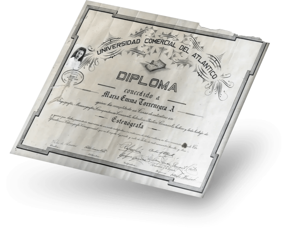 María Emma Torrenegra Diploma