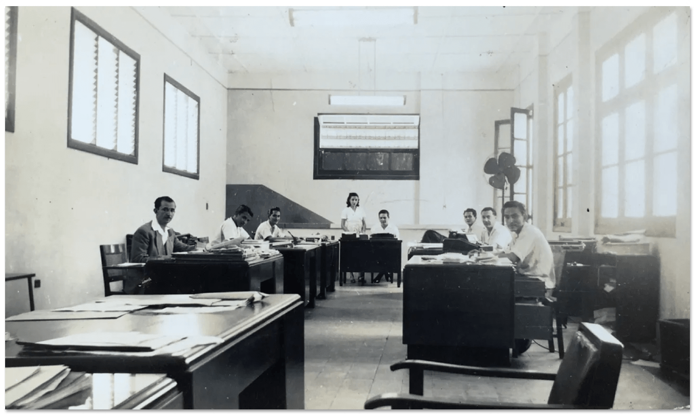 Maria Emma Torrenegra at her first job (Caja Colombiana de Ahorros, Barranquilla, Colombia)