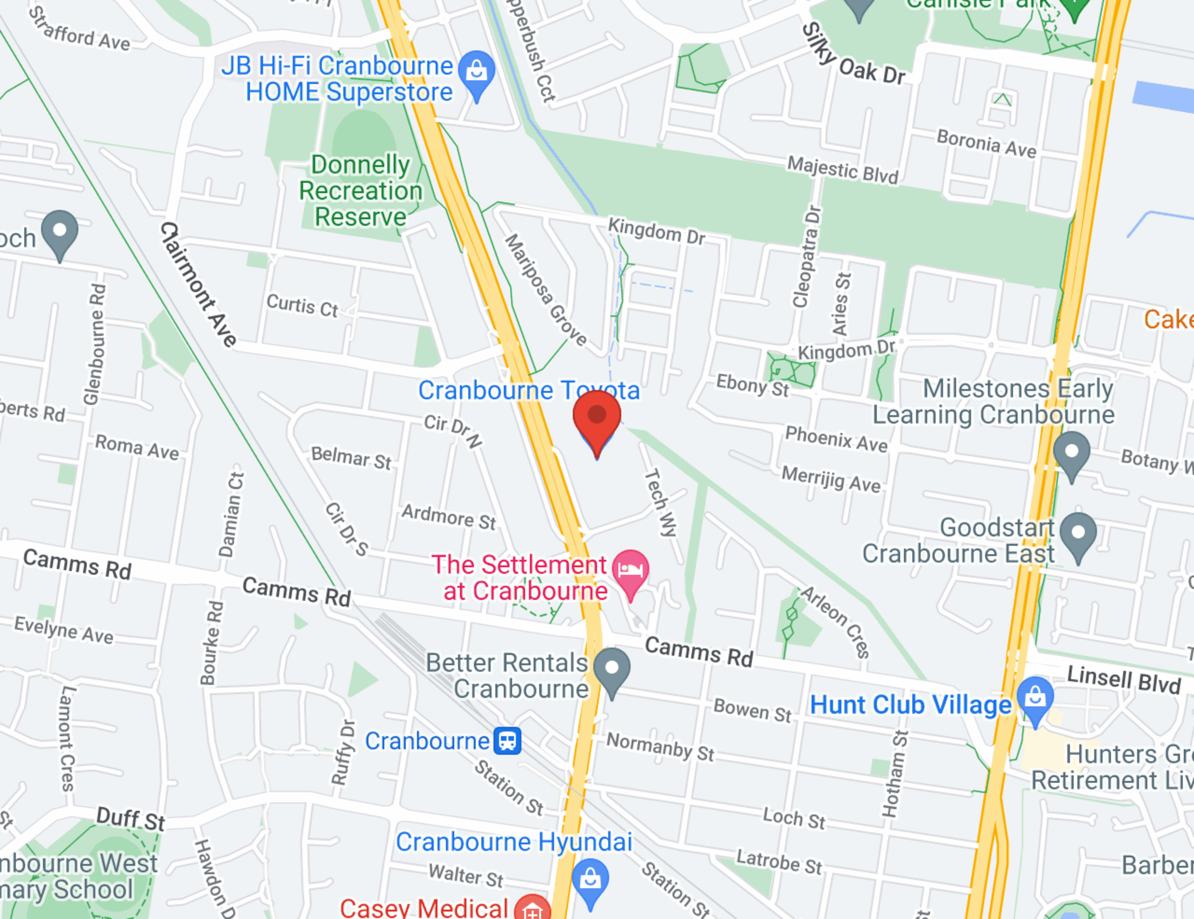 Cranbourne Toyota - Service & Parts map