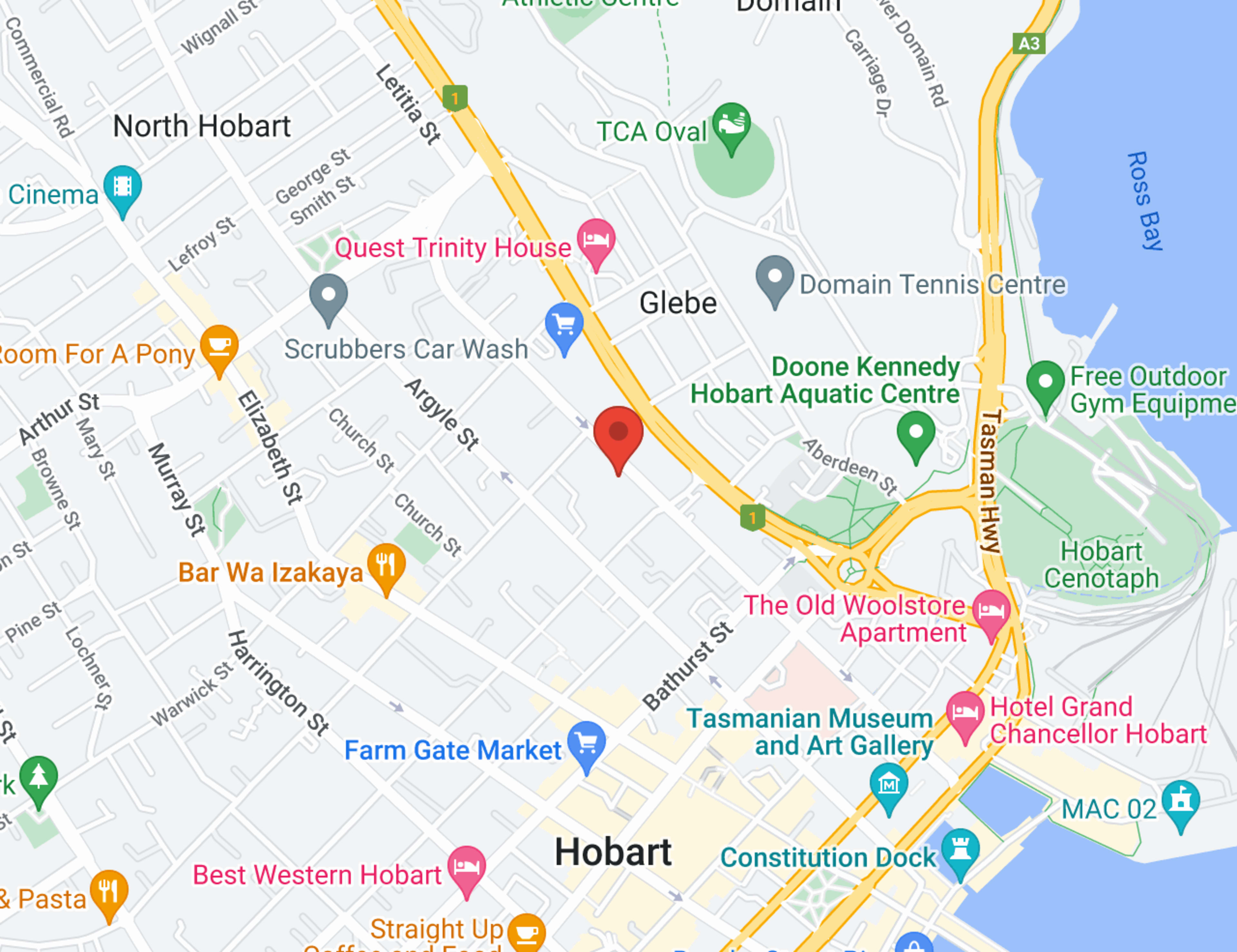 Subaru Hobart map