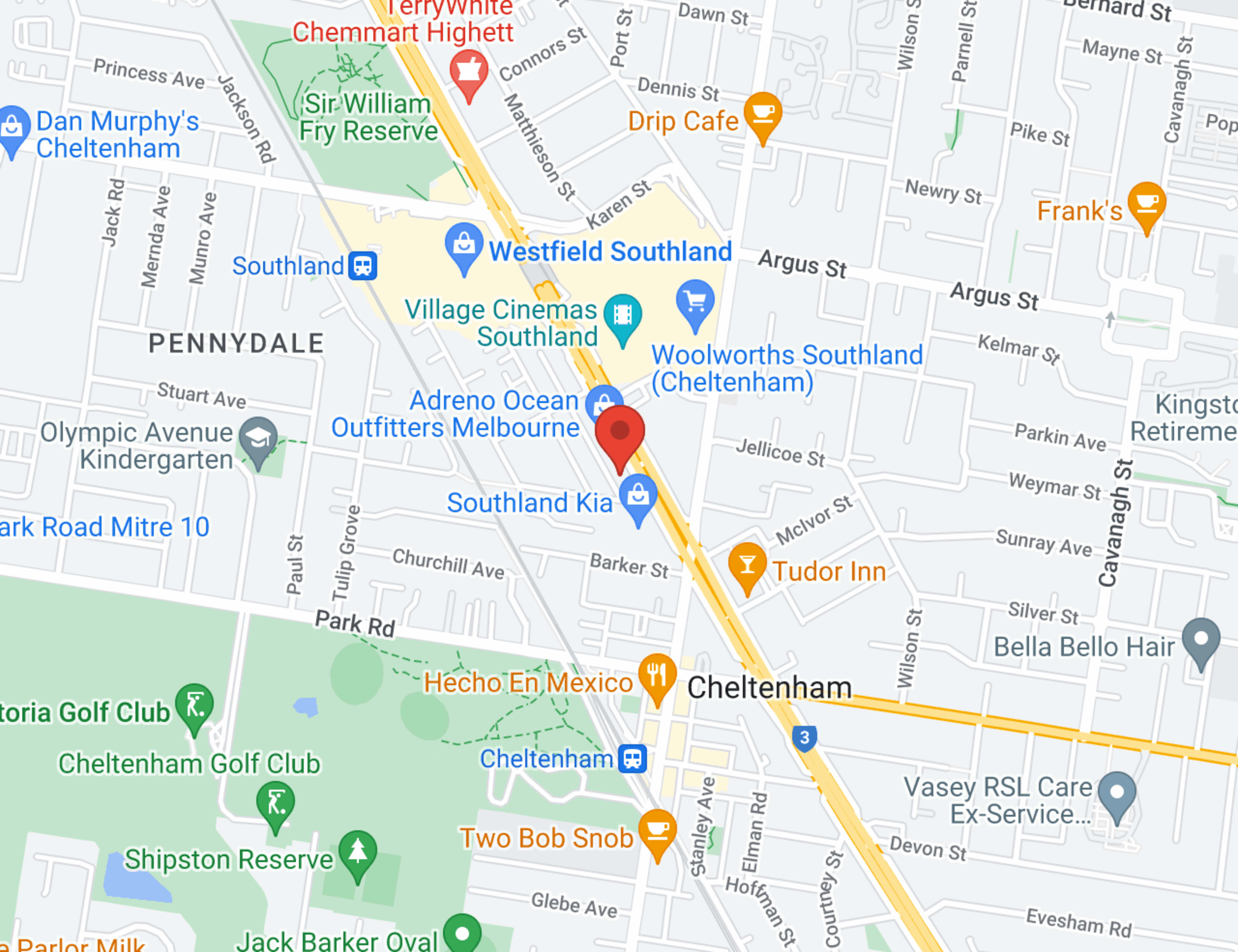 Southland Isuzu Ute Cheltenham - Service map