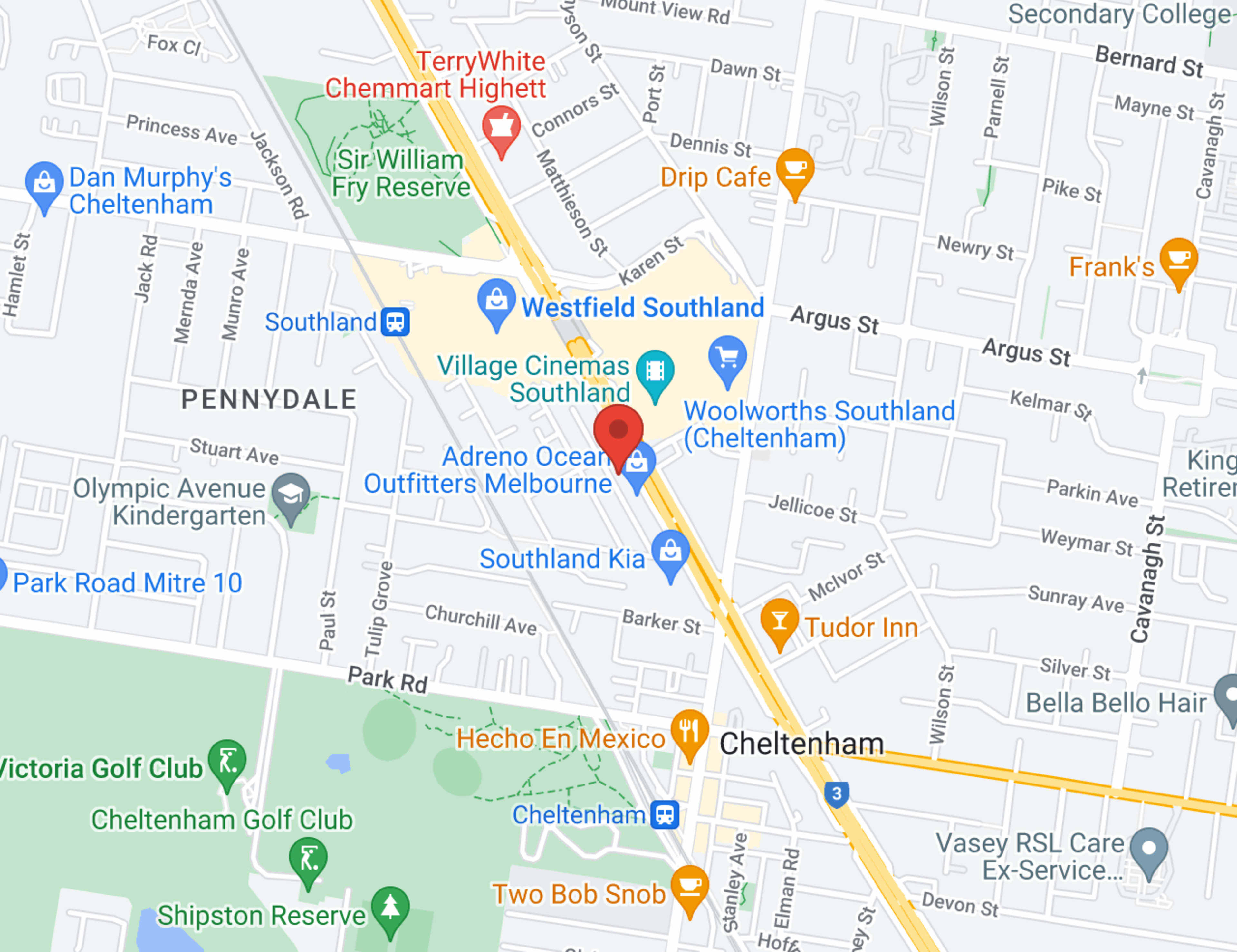 Bayside Skoda Cheltenham - Service map