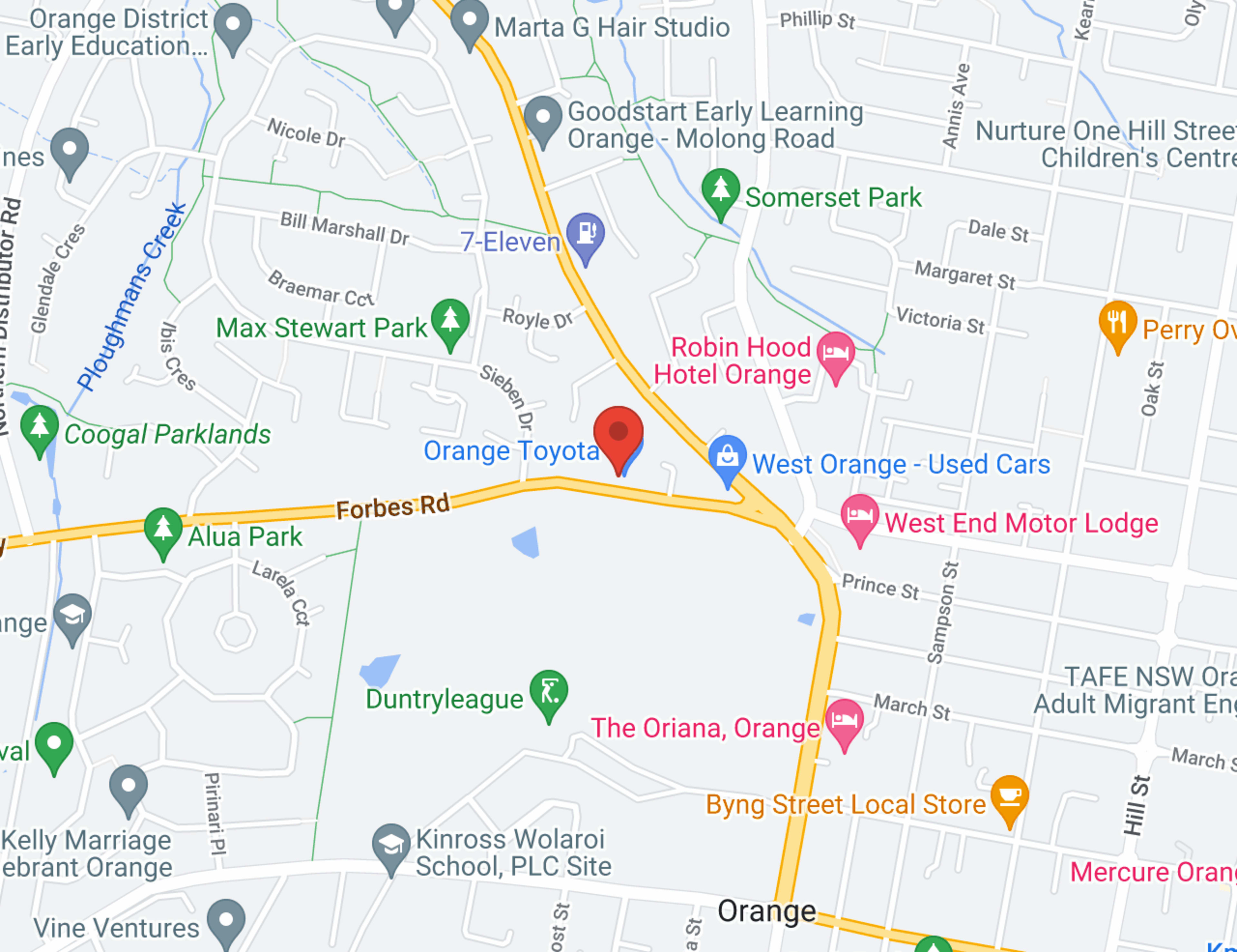 Orange Toyota map