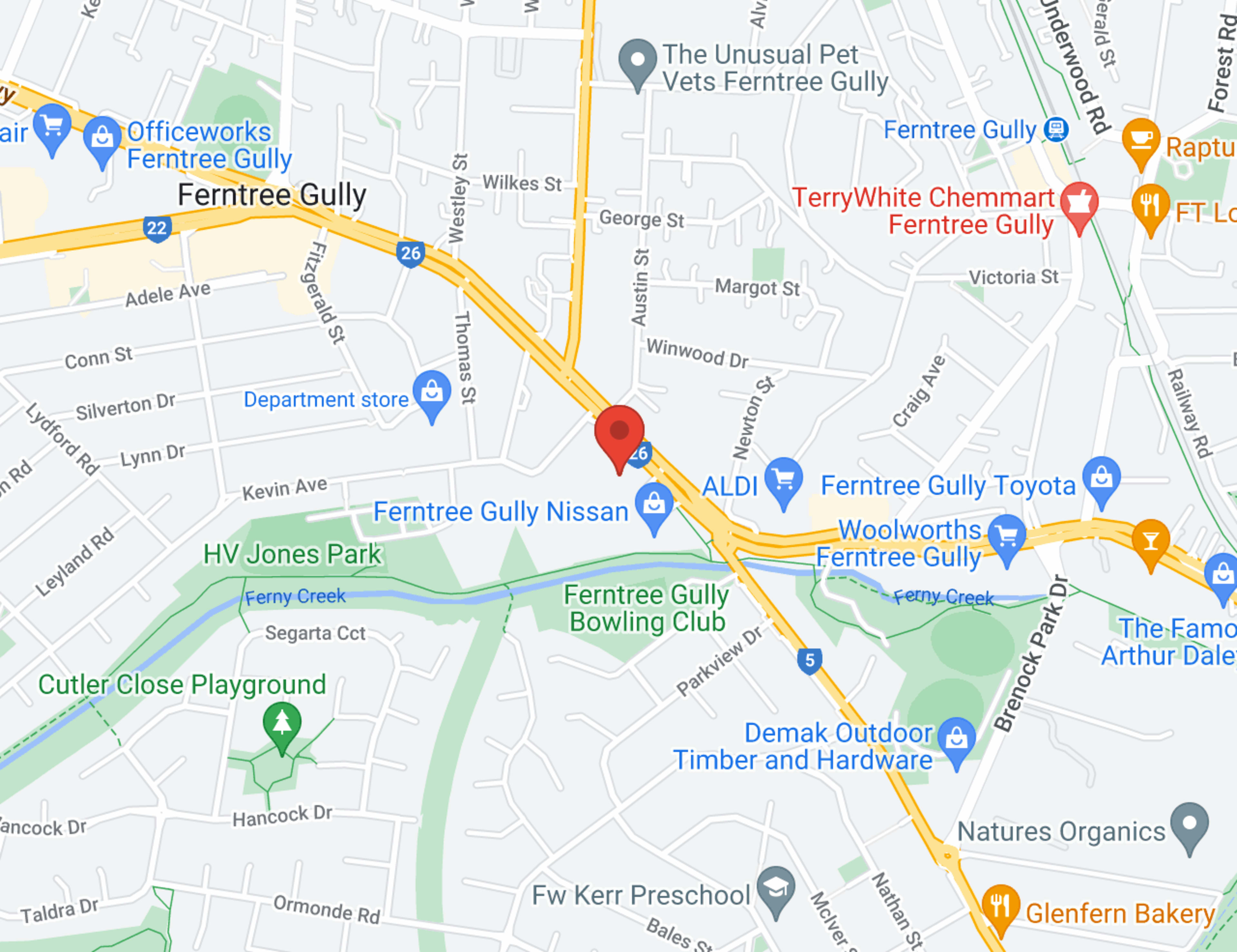 Ferntree Gully JAC Motors map
