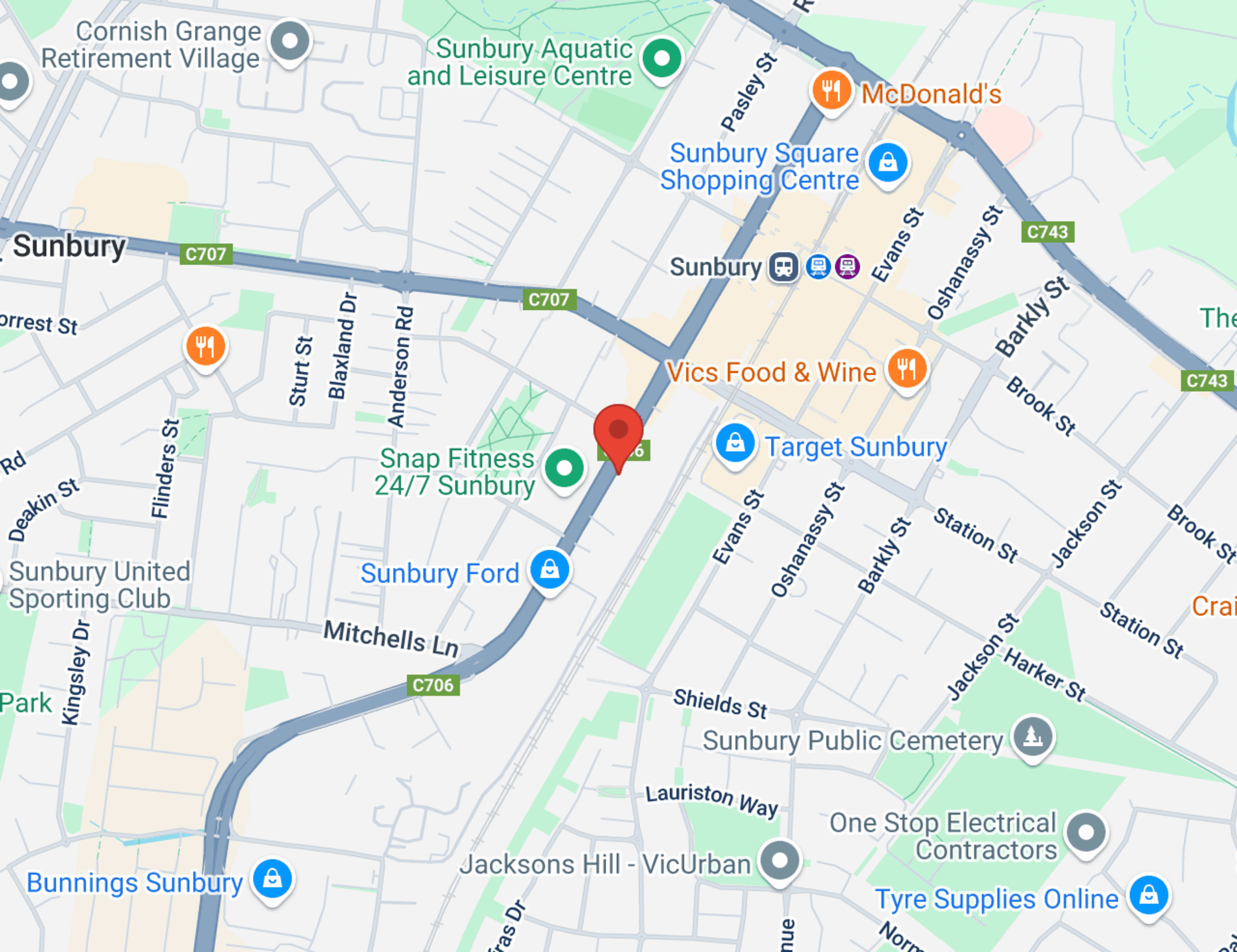 Chery Sunbury map