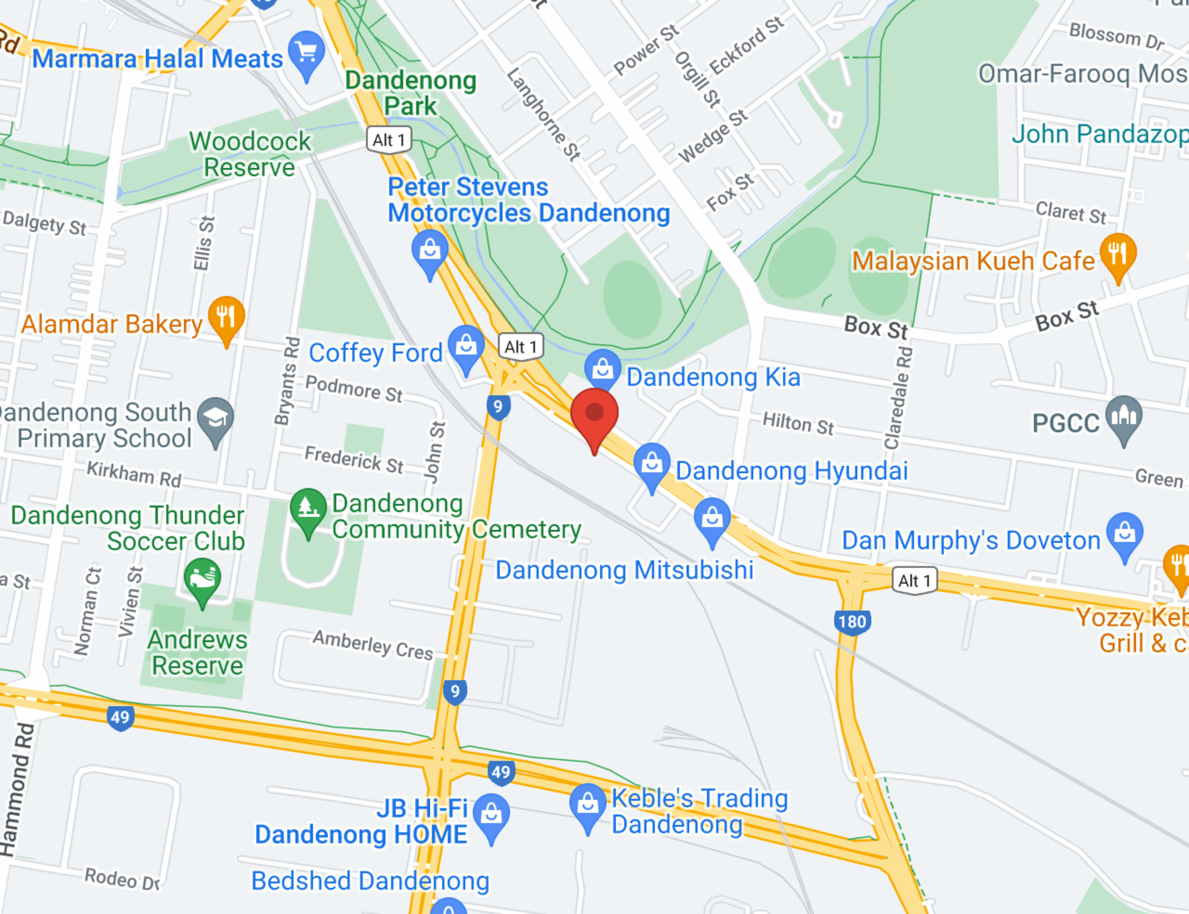 Dandenong MG map