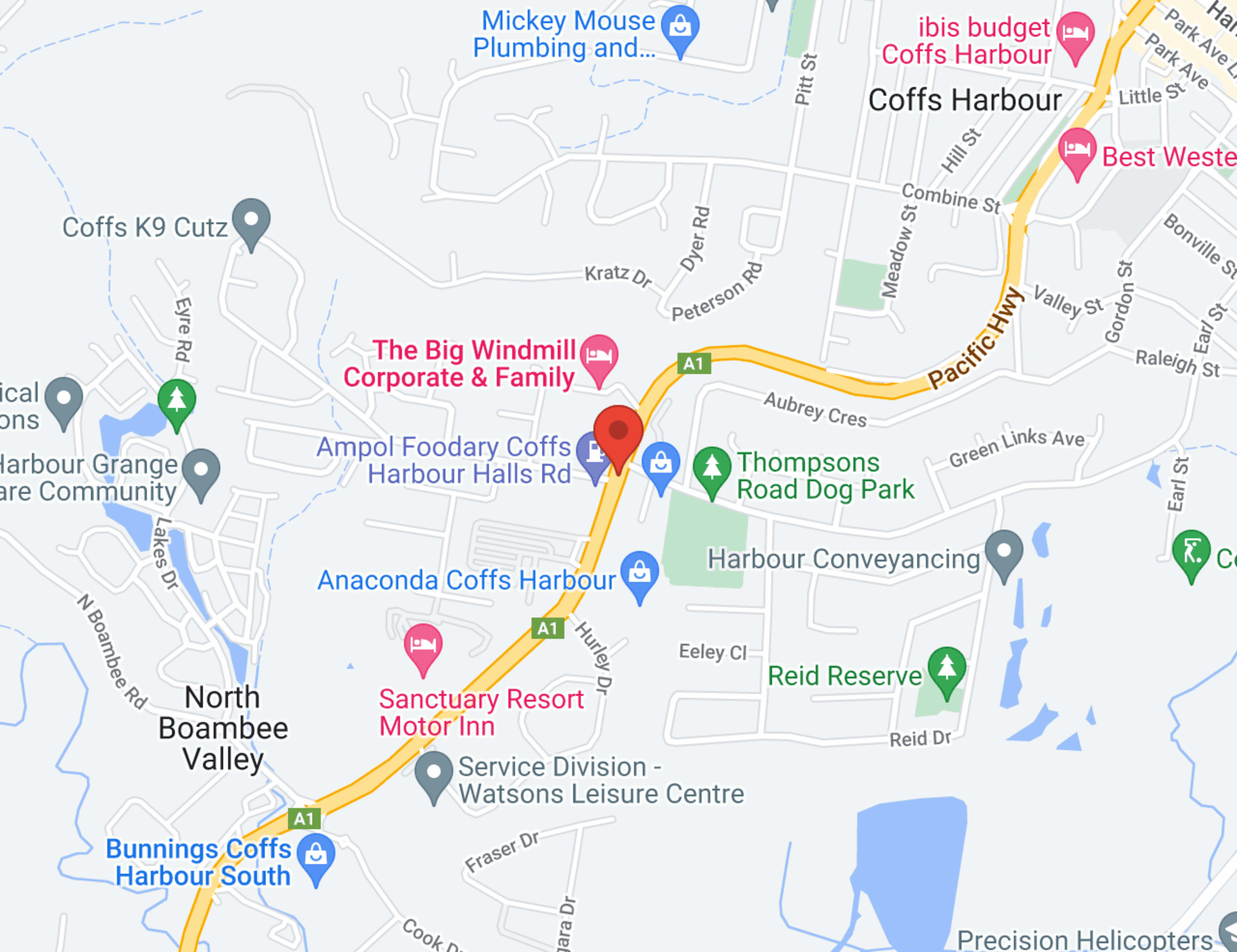 Coffs Harbour Land Rover map