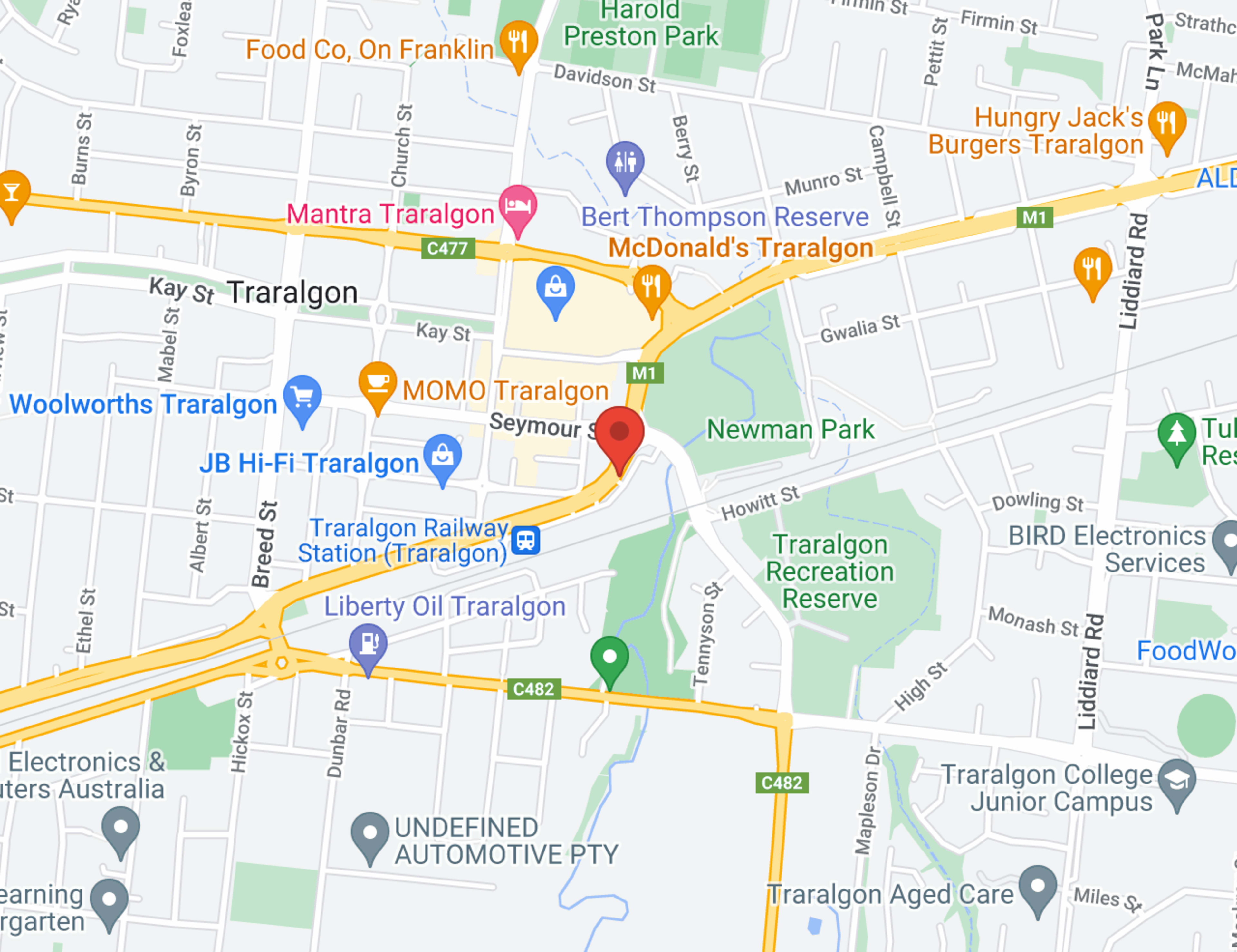 Traralgon Toyota map