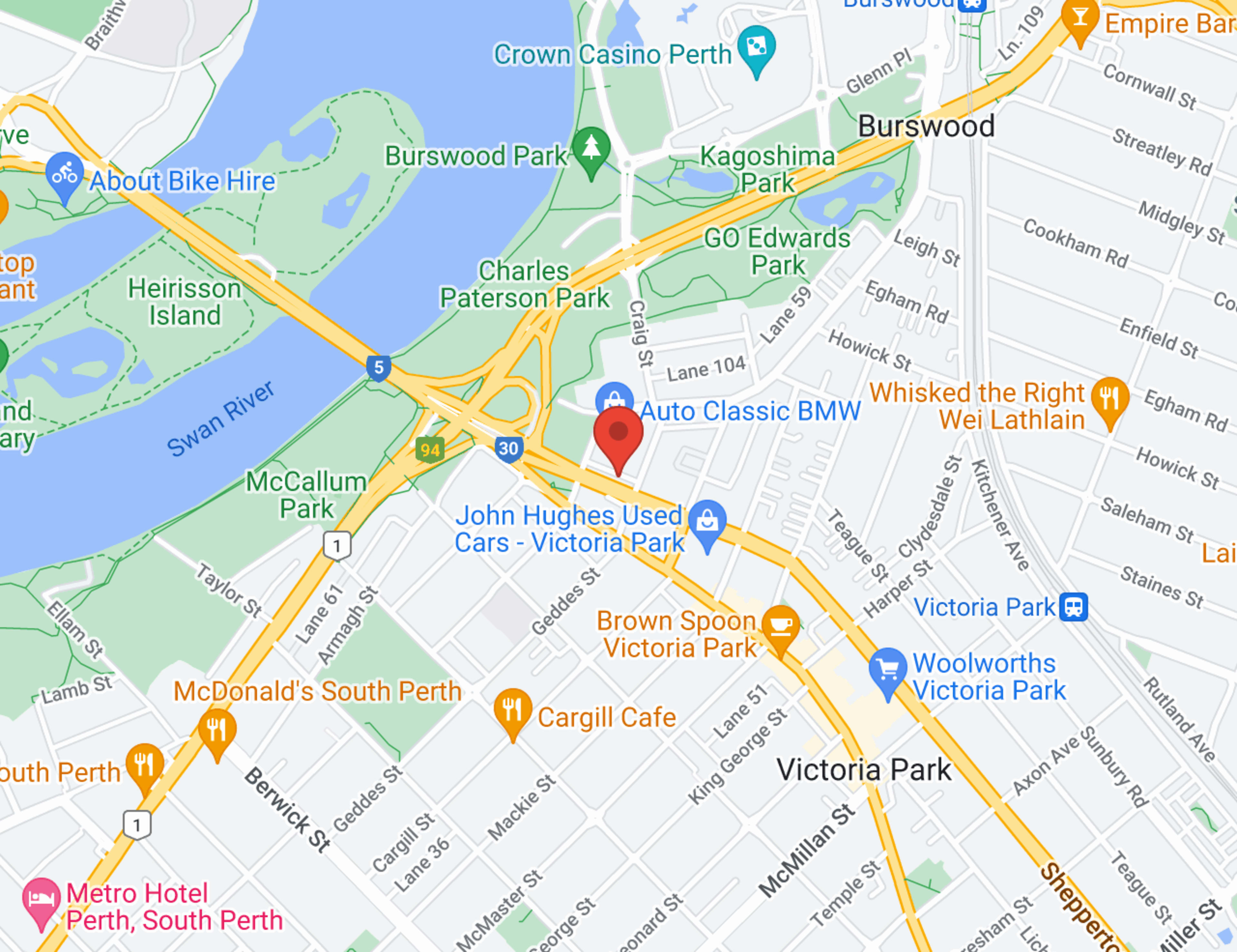 Perth Mahindra map
