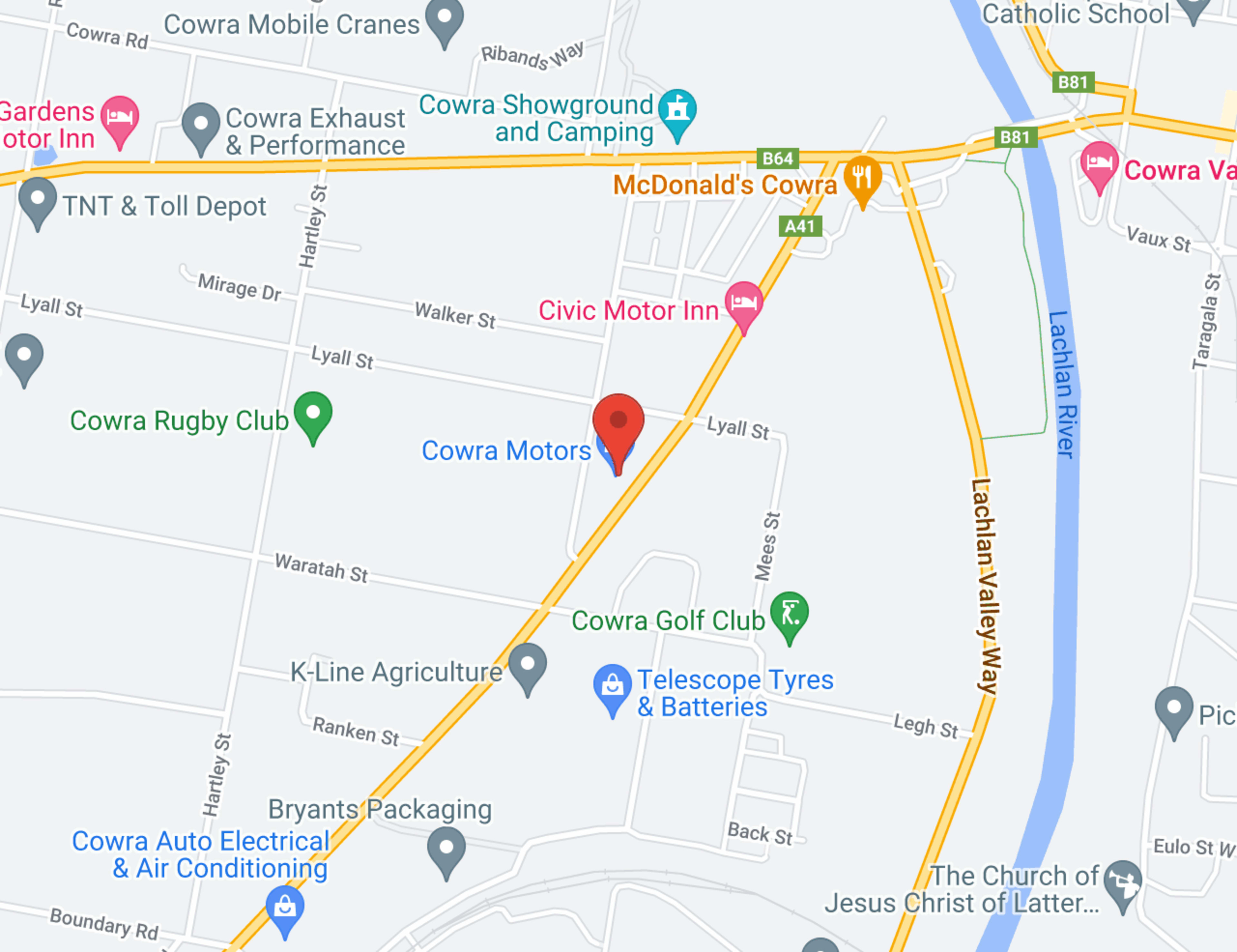 Cowra Motors map