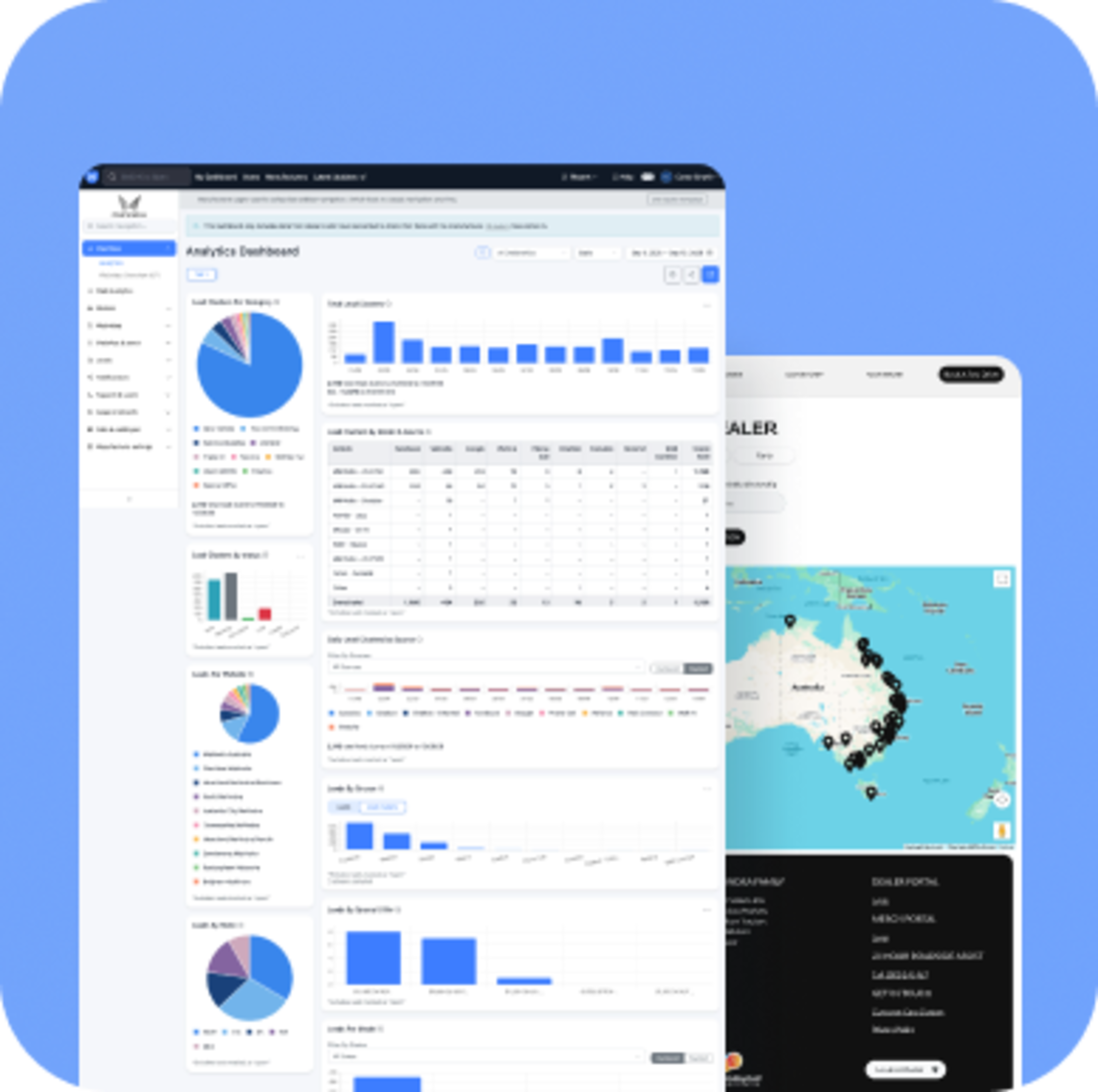 Dealer Studio analytics dashboard and national dealer locator
