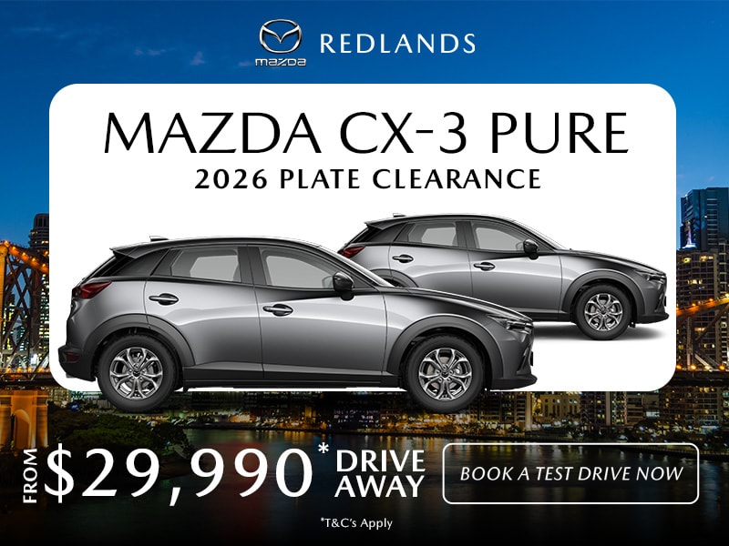 Mazda CX-3 Pure small SUV – 2026 plate clearance offer at Redlands Mazda