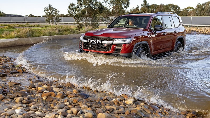 Toyota LandCruiser 300 GR Sport hybrid front three quarter view, available to register interest at Kalamunda Toyota.