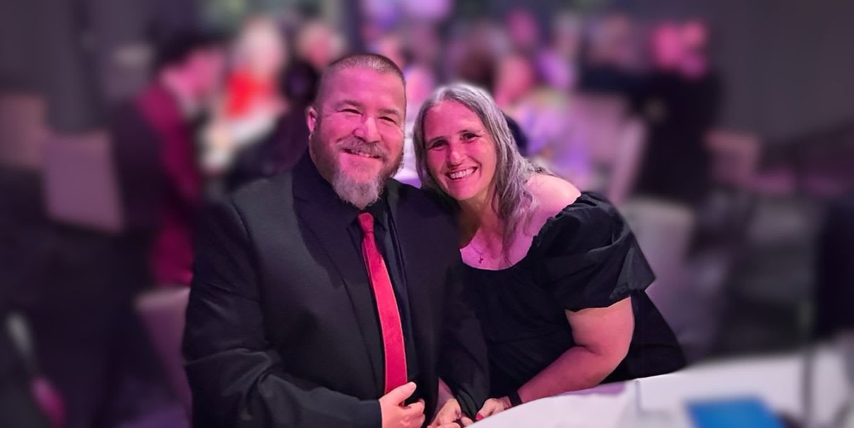 Vicki Baldwin poses with her husband, Anthony Baldwin at the 2024 Opera Queensland Gala.
