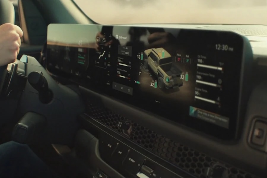 Kia Tasman off road page in cabin/interior