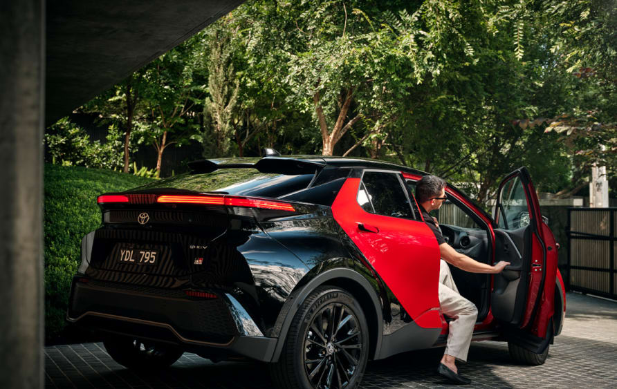  Toyota Hybrid C-HR in stock at Perth’s best Toyota dealer, Kalamunda Toyota Perth Hills. Compact SUV Fuel Efficient New Car Perth