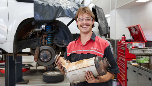 Toyota-trained technicians at Perth's Best Toyota service centre in East Victoria Park, Perth.