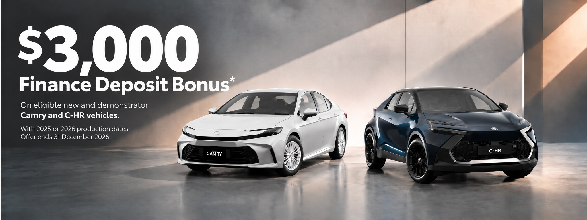Toyota Camry and C-HR $3,000 Finance Deposit Bonus