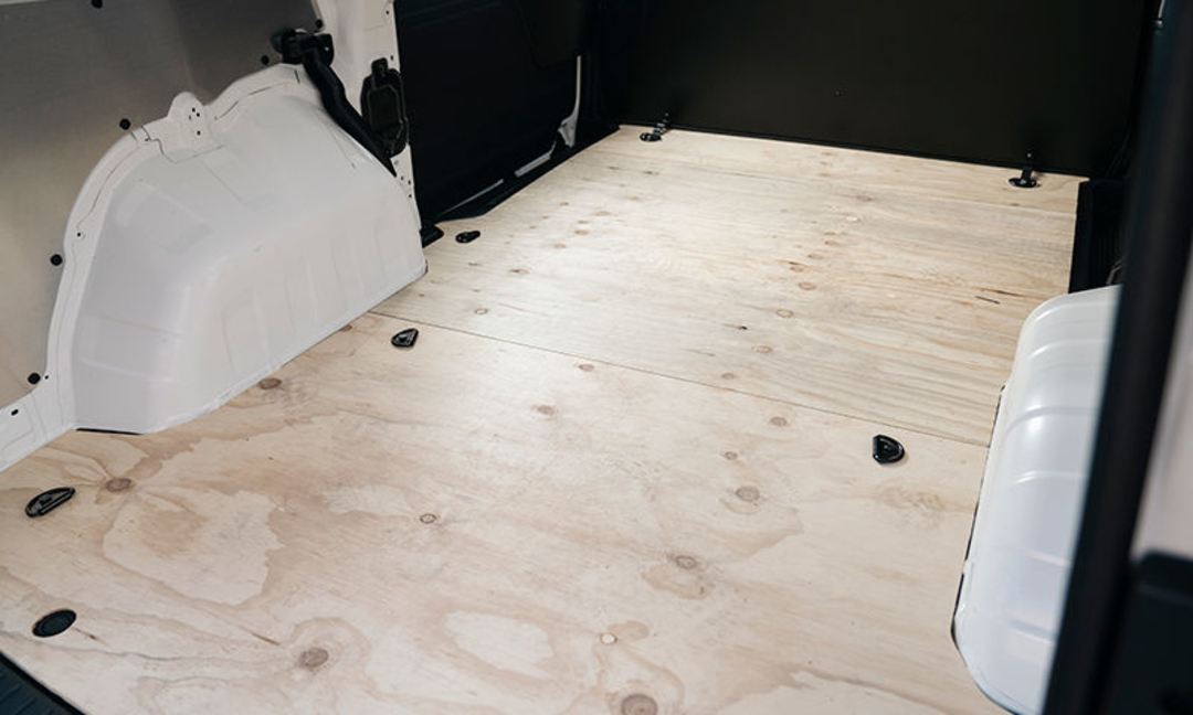 Cargo partition bracket kit | wooden floor