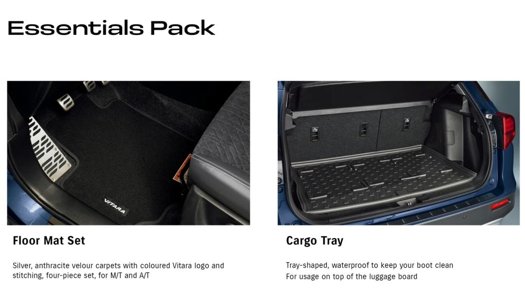Vitara Hybrid Essentials Pack (Floor Mat Set & Cargo Tray)