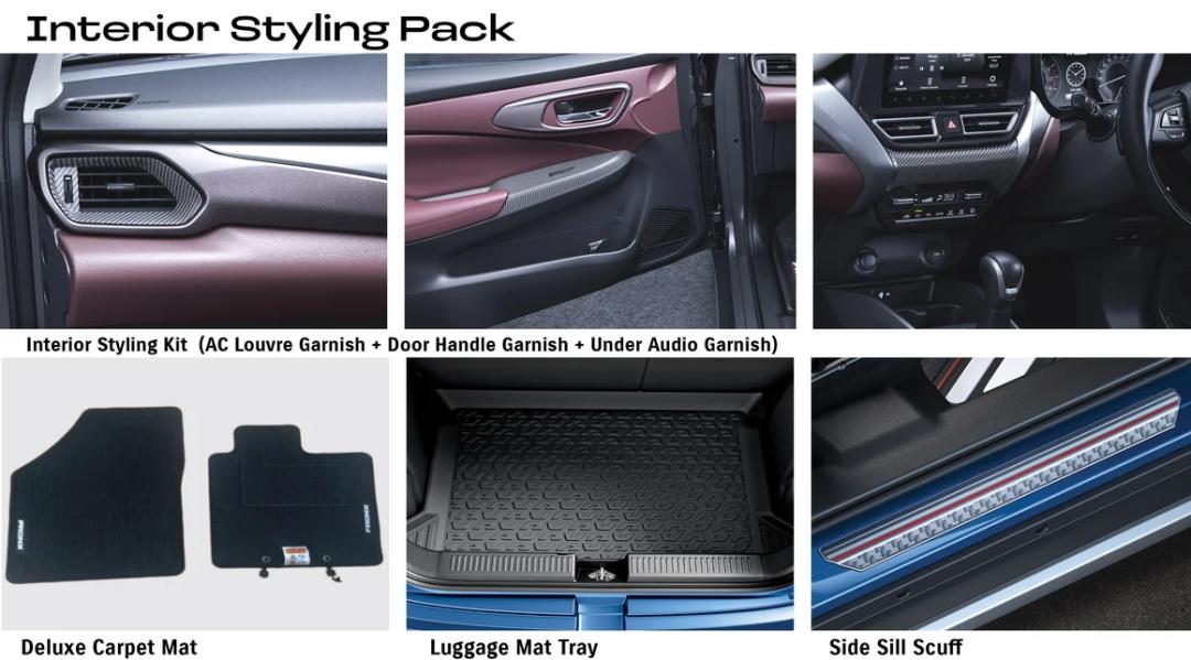 Fronx Interior Styling Pack (AC Louvre Garnish + Door Handle Garnish + Under Audio Garnish + Mats + Sill Scuff)