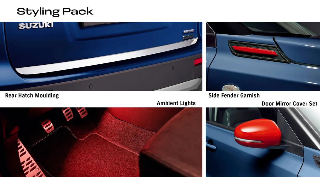 Vitara Hybrid ALLGRIP Styling Pack (Hatch Moulding + Fender Garnish + Ambient Lights + Mirror Covers)