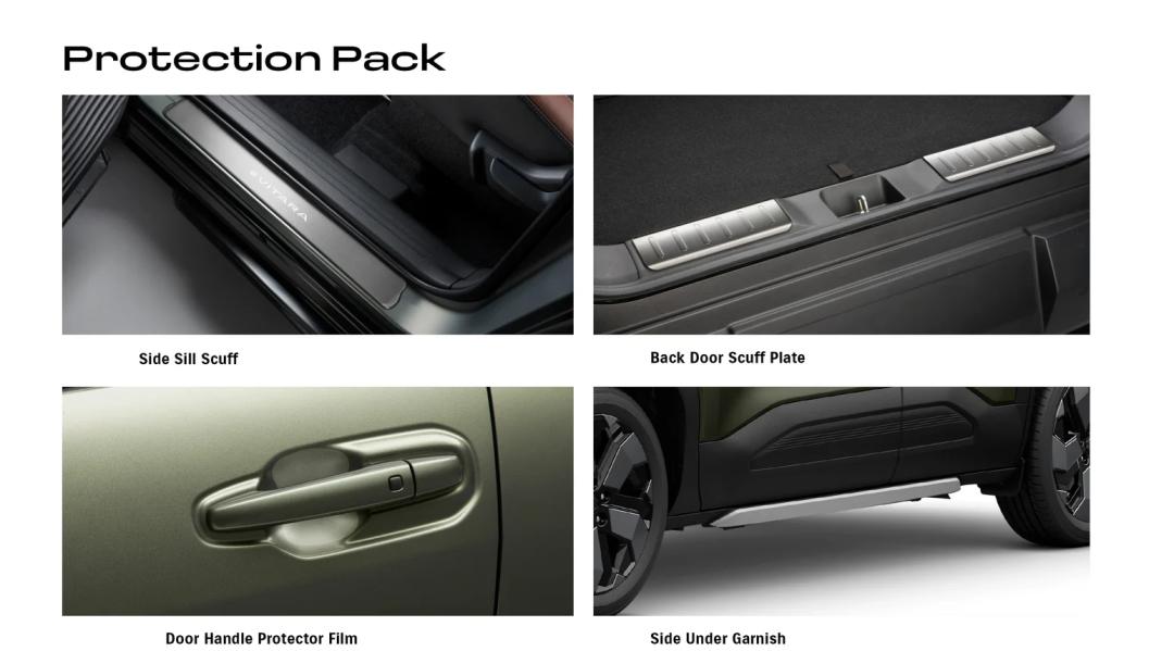 e VITARA Protection Pack (Side Under Garnish + Door Handle Pocket Protectors + Sill & Loading Guards)