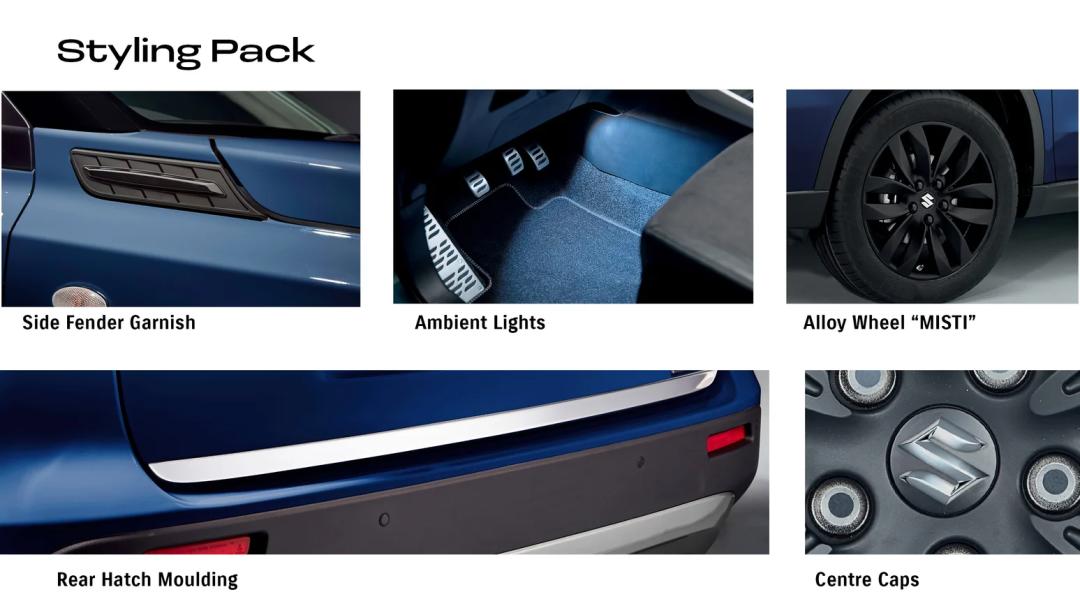 Vitara Hybrid Styling Pack (Hatch Moulding + Fender Garnish + Ambient Lights + Alloy Wheels)