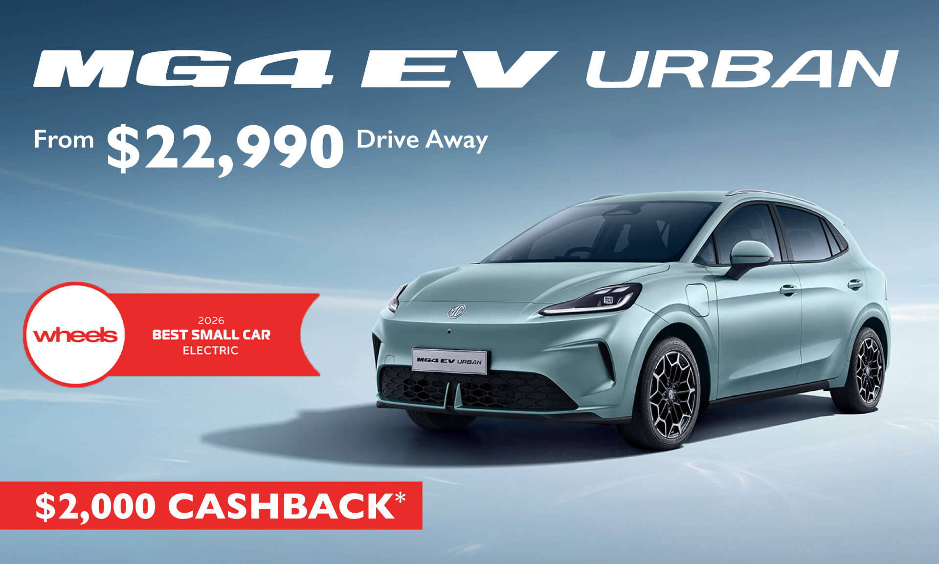 MG4 EV Urban - From $22,990 Drive Away - $2,000 Cashback - Wheels Best Small Car Electric
