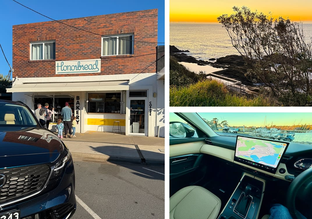 Bermagui – (L) Honorbread, (R above) sunrise at The Blue Pool, and (R below) early morning at the wharf