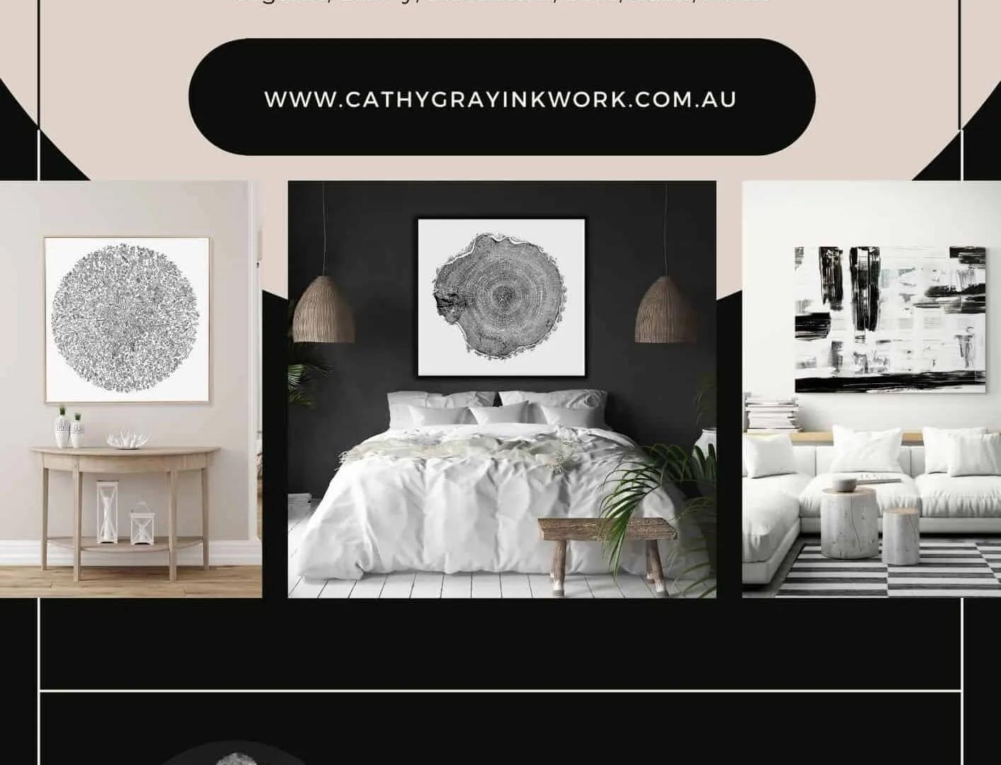 Cathy Gray furniture and decorations with a link to ccathygrayinkwork.com.au