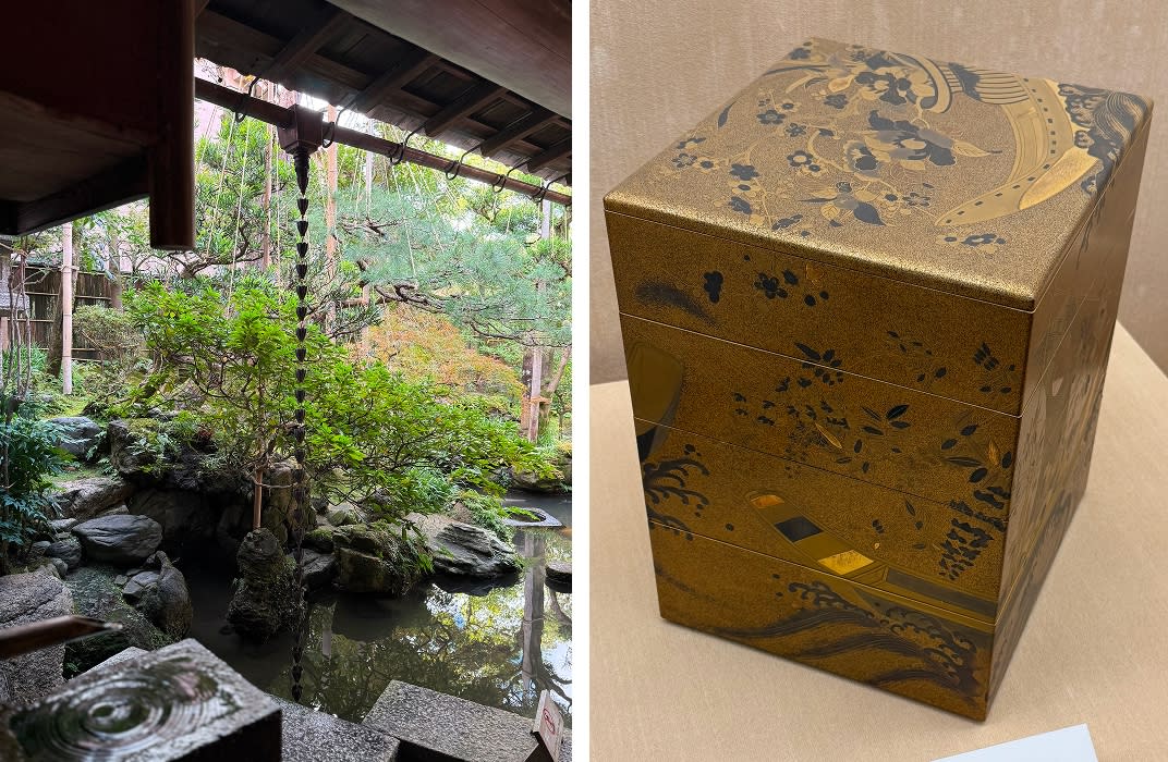 Garden and nest of mid-Edo period boxes at the Nomura-ke Samurai Residence, Kanazawa. Photos: Jane Johnston