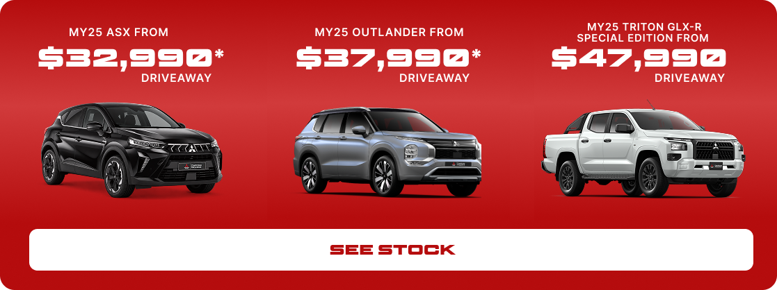 MY25 Mitsubishi ASX, MY25 Outlander and MY25 Triton GLX-R Special Edition driveaway prices at Chadstone Mitsubishi