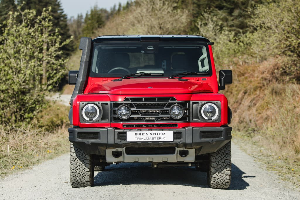 The INEOS Grenadier Trialmaster X in Devil Red with Inky Black Contrast Roof