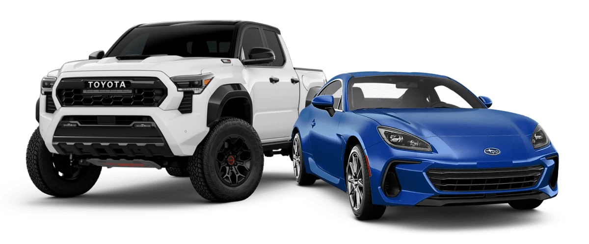 Toyota and subaru along side each other