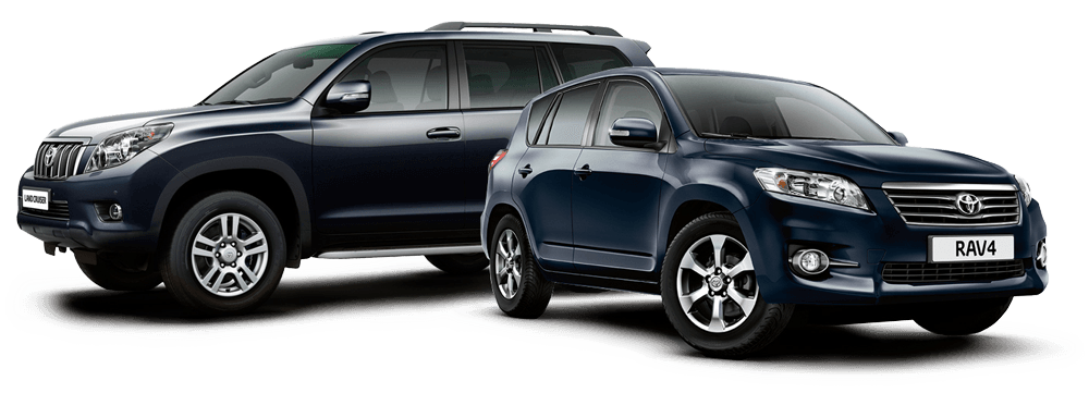 Toyota and subaru along side each other