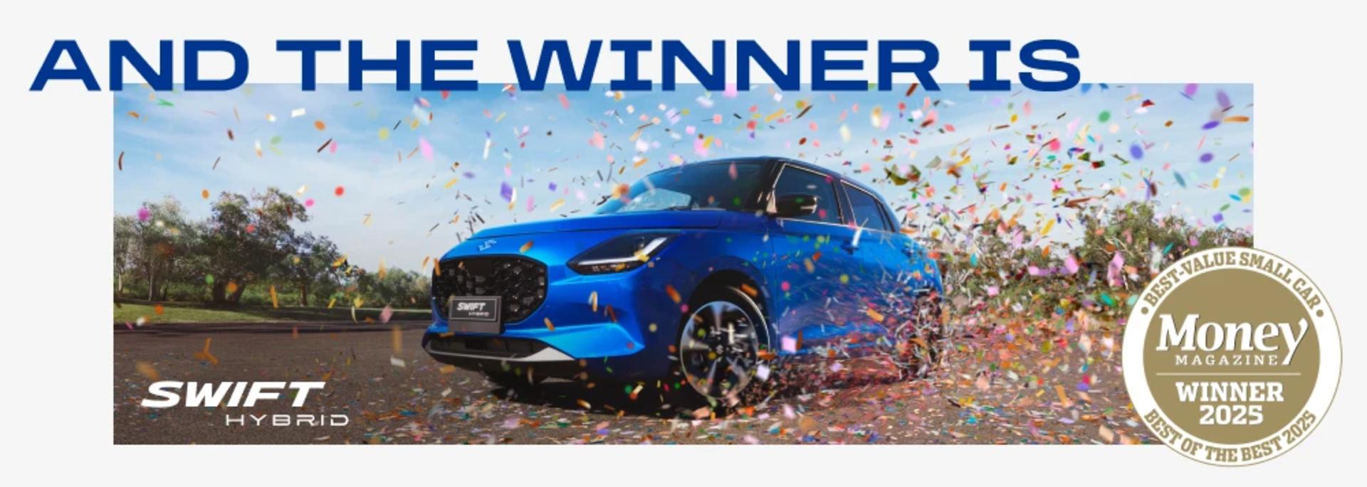 Swift Hybrid Wins Money Magazine’s Best of the Best 2025 Award for Best-Value Small Car banner