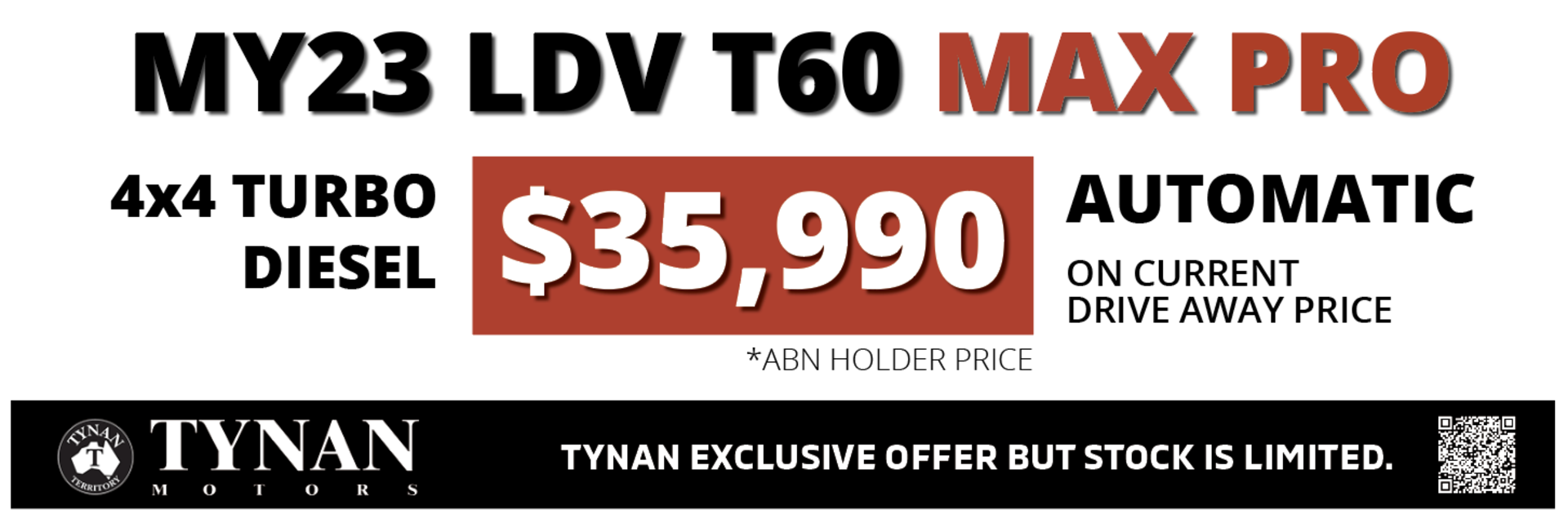 Exclusive Tynan ABN Promotion banner
