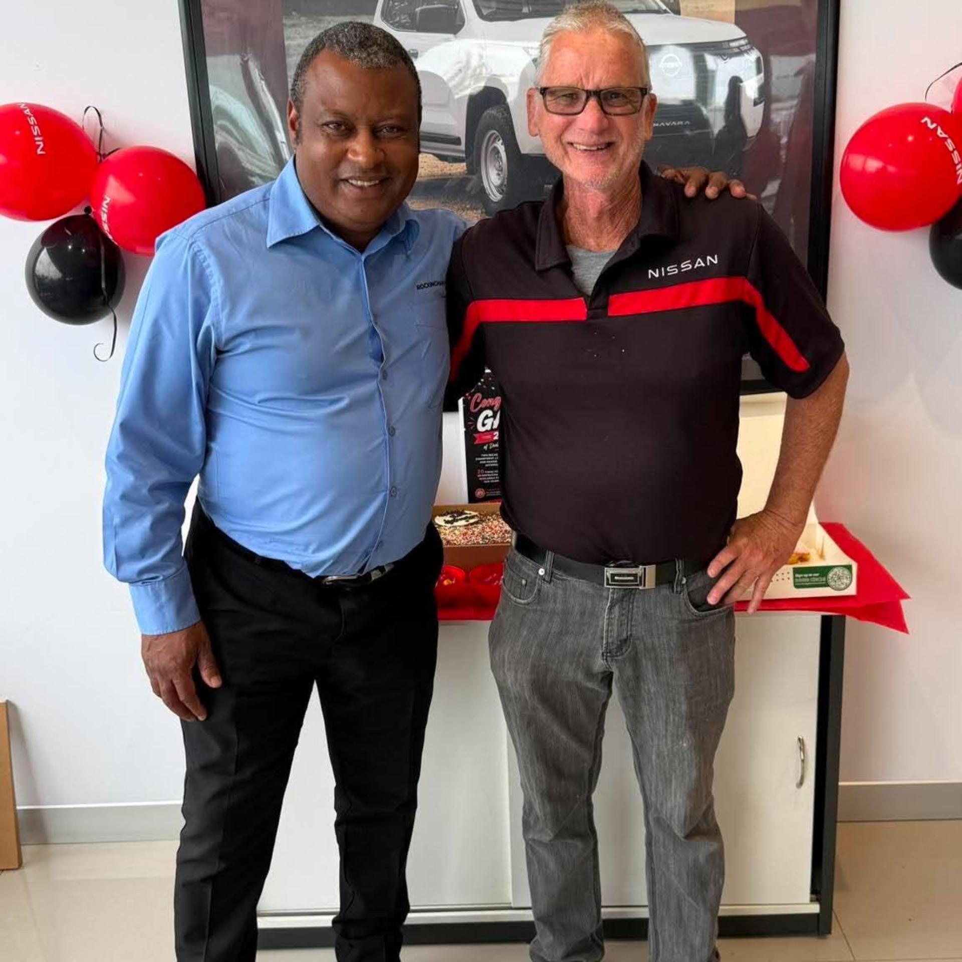 Celebrating 20 Years at Rockingham Nissan with Gavin banner