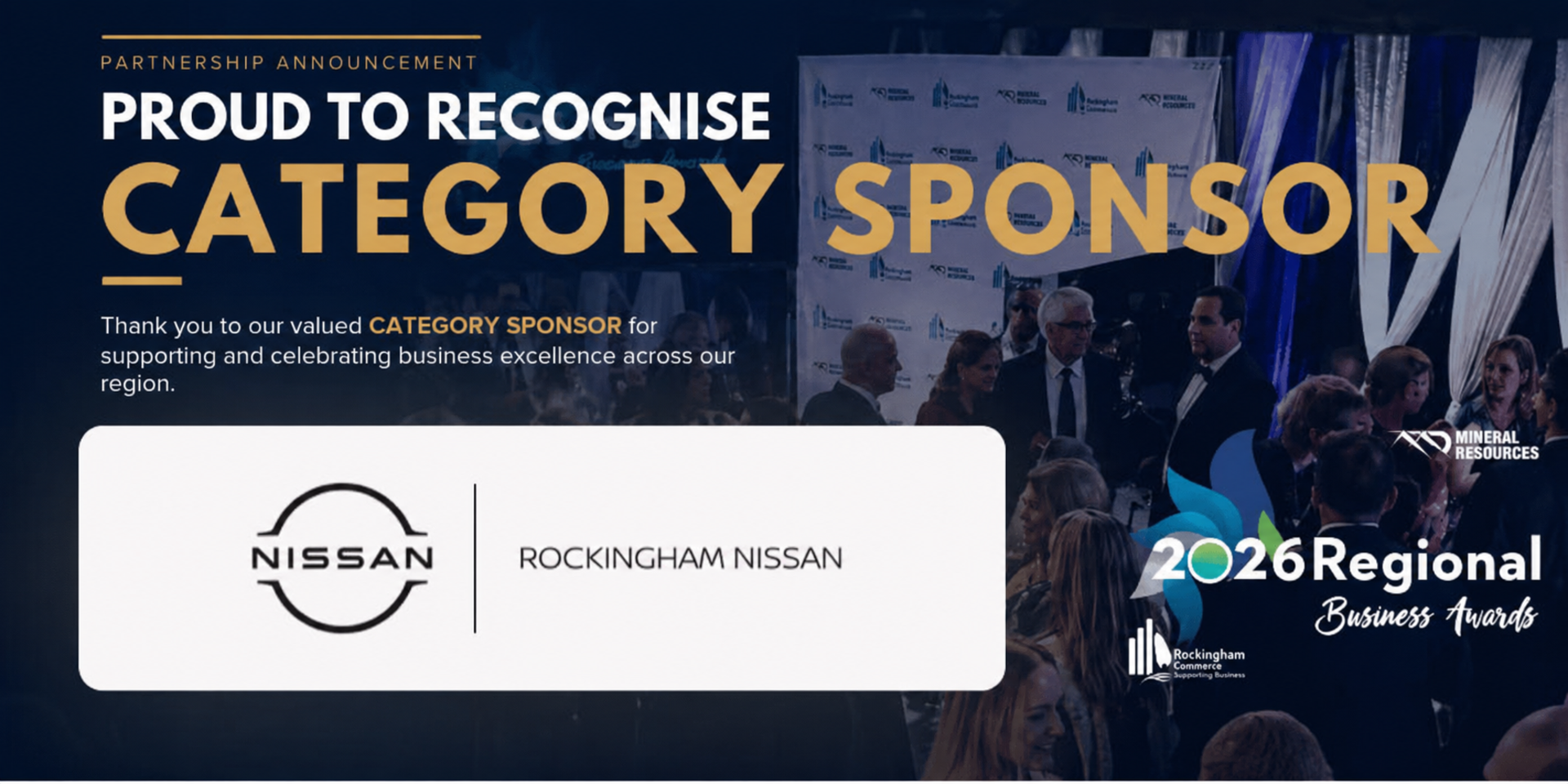 Rockingham Nissan Sponsors 2026 RKCC Business Awards banner
