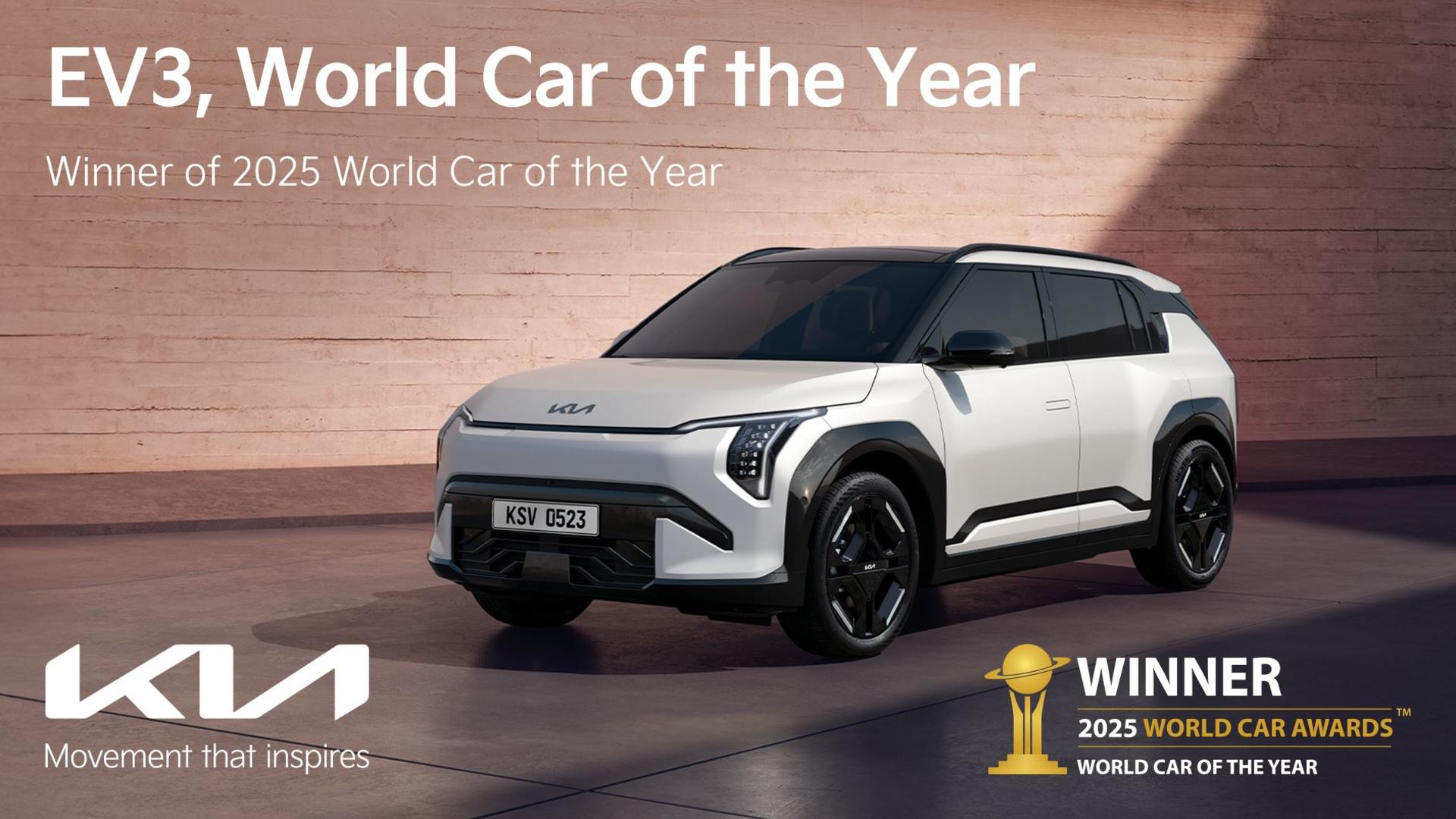 Kia EV3 Crowned 2025 World Car of the Year – Now at Tynan Kia Sutherland banner