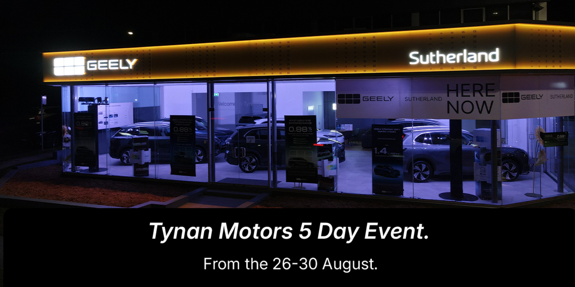 Geely VIP Event at Tynan Motors Miranda – 26–30 August 2026 banner