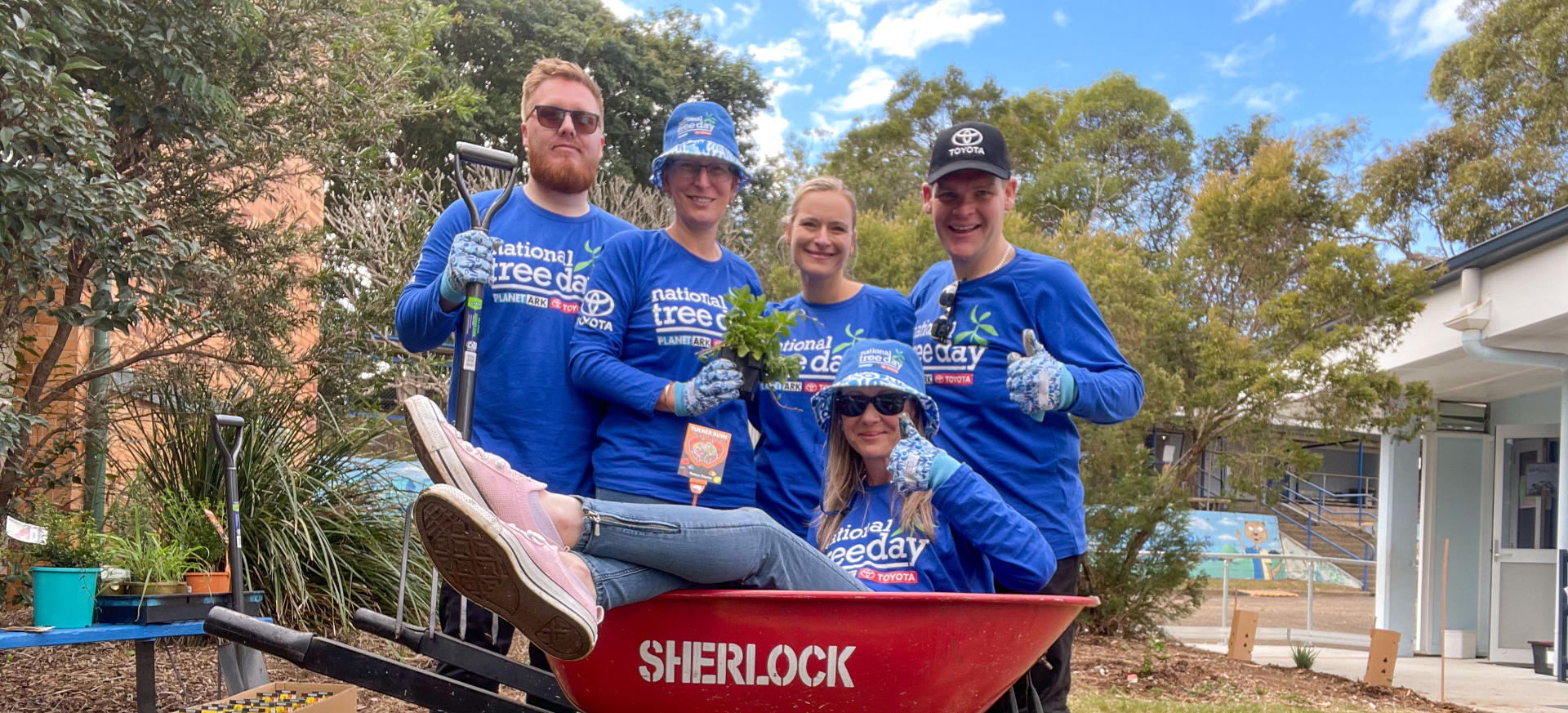 Celebrating National Tree Day with Moorooka State School banner