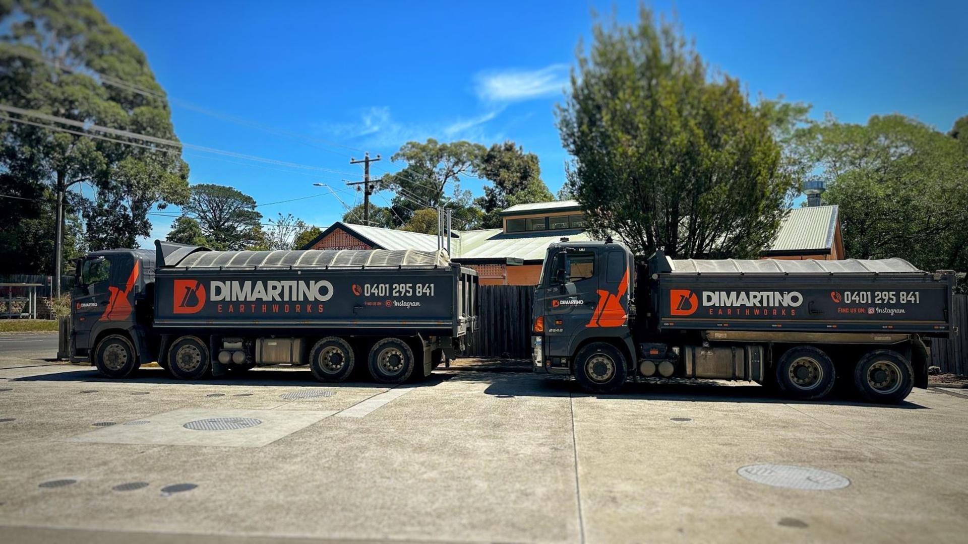Di-Martino Earthworks operate two Hino 700 Series trucks in their fleet — an FY 3248 (left) and an FS 2848 (right.)&nbsp;