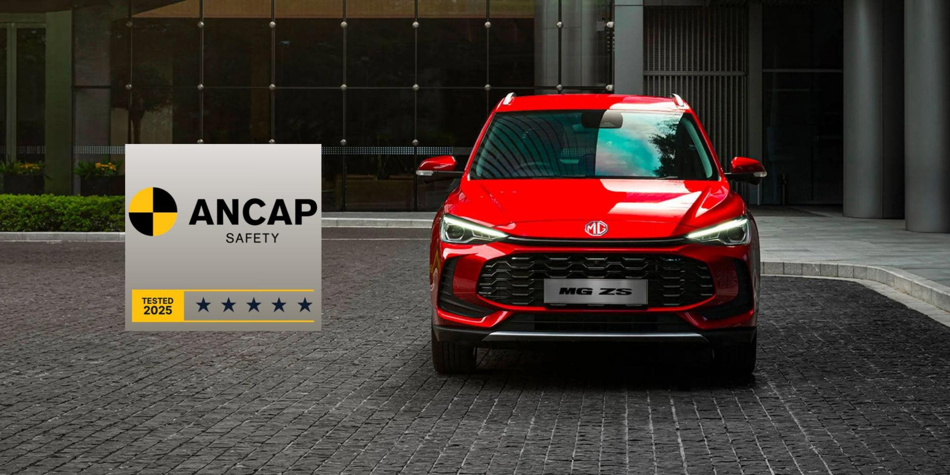 MG ZS Five-Star ANCAP Safety Rating banner