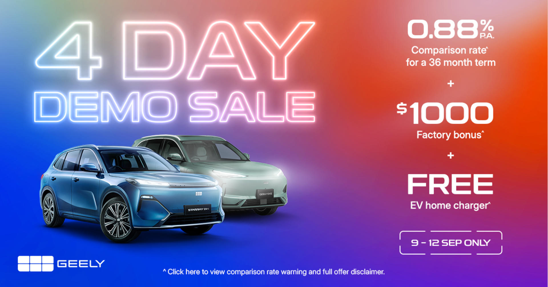 Geely 4 Day Demo Sale September - 2